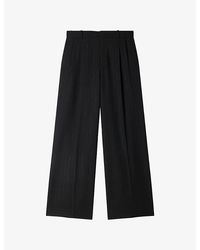 Sandro - Pinstriped Wide-Leg Woven Trousers - Lyst