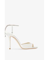 Jimmy Choo - Crystal-Embellished Satin Sandals - Lyst