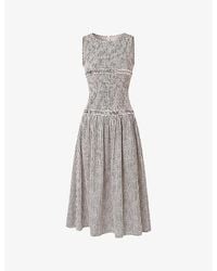 Amy Lynn - Posy Gingham-Print Smocked Cotton Midi Dress - Lyst