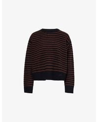 Ganni - Striped Round-Neck Wool And Cotton Jumper - Lyst