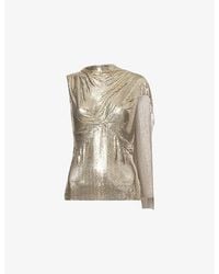 Rabanne - Haut Draped Chainmail Short-Sleeve Top - Lyst