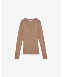 Reiss - Lara Crochet-Trim Knitted Top - Lyst