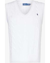 Polo Ralph Lauren - Logo-embroidered V-neck Cotton Knitted Vest - Lyst