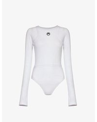 Marine Serre - Embroidered-moon Organic-cotton Stretch-jersey Bodysuit - Lyst