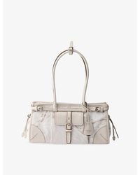 Prada - Medium Bonnie Linen And Leather Shoulder Bag - Lyst