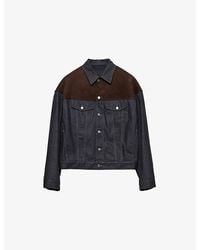 Prada - Suede-Panel Denim Jacket - Lyst