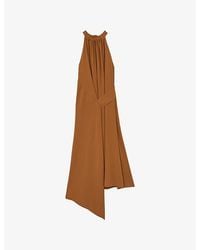 Reiss - Maeve Drape-Detail Sleeveless Woven Midi Dress - Lyst