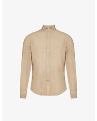 Eleventy - Spread-collar Regular-fit Linen Shirt - Lyst