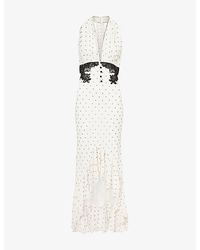 Self-Portrait - Polka Dot Halter-Neck Woven Midi Dress - Lyst
