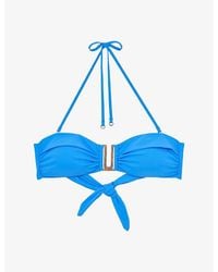 Reiss - Carina Removable-Strap Stretch-Woven Bikini Top - Lyst