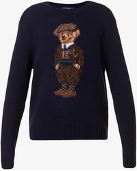 Polo Ralph Lauren Wool Teddy Bear Jumper in Black for Men | Lyst