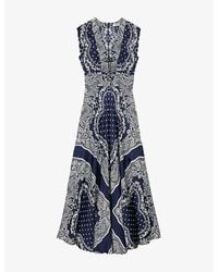 Sandro - Graphic-Print Tie-Front Woven Maxi Dress - Lyst