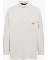 Prada - Logo-plaque Oversized Cotton-corduroy Shirt - Lyst