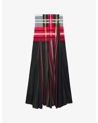 Loewe - Tartan-Print Pleated Crepe Maxi Skirt - Lyst