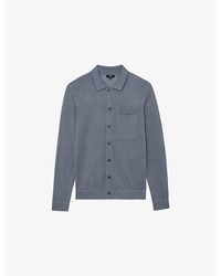 Reiss - Rainham Collared Linen-Knit Cardigan - Lyst