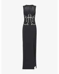 Huishan Zhang - Izmara Jewel-Embellished Woven Midi Dress - Lyst