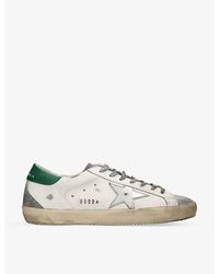 Golden Goose - Super-star Metallic Star-patch Leather Low-top Trainers - Lyst