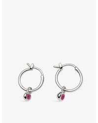 Missoma - July Birthstone Mini Charm Plated Brass And Ruby Hoop Earrings - Lyst