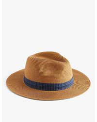 Ted Baker - Hurcann Printed-trim Woven Fedora Hat - Lyst