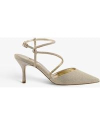 Dune - Clarissa Diamante-embellished Pointed-toe Leather Courts - Lyst