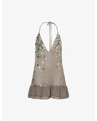 Jaded London - Shell Button-Embellished Woven Mini Dress - Lyst