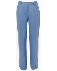 Whistles - Patch-pocket Straight-leg Mid-rise Leather Trousers - Lyst
