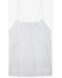 Zadig & Voltaire - Calixia Frill-trim Relaxed-trim Cotton Camisole Top - Lyst