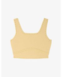 Sandro - Square-Neck Cropped Knitted Top - Lyst