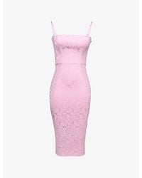 House Of Cb - Ophelle Lace-Up Bodycon Jacquard Woven Midi Dress - Lyst