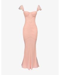 House Of Cb - Antonella Gathered-Bodice Stretch-Mesh Maxi Dress Xs (A-C Cup) - Lyst