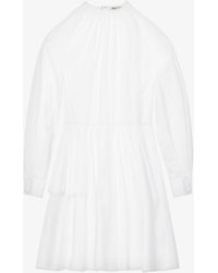 Ports 1961 Embroidered-trim Cotton Mini Dress - White