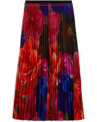 Ted Baker - Evola Floral-print Pleated Recycled-polyester Midi Skirt - Lyst