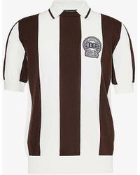 Dolce & Gabbana - Brand-appliqué Striped Cotton Knitted Polo Shirt - Lyst