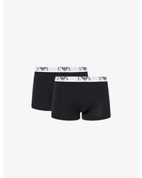 Emporio Armani - Branded-Waistband Pack Of Three Cotton-Jersey Boxer Briefs - Lyst