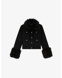 The Kooples - Sherpa-Collar Patch-Pocket Wool-Blend Jacket - Lyst