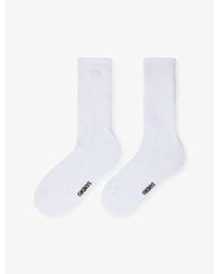 Sandro - Embroidered Logo-Patch Ribbed Stretch-Cotton Socks - Lyst