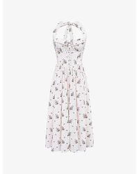 House Of Cb - Emilia Halter-Neck Cotton Midi Dress - Lyst