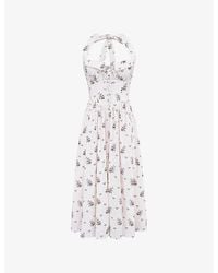 House Of Cb - Emilia Halter-Neck Cotton Midi Dress - Lyst