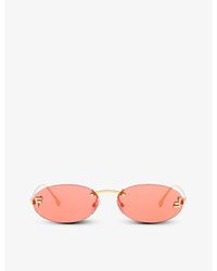 Fendi - Fe4075us Oval-frame Metal Sunglasses - Lyst