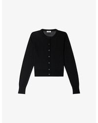 Sandro - Cropped Padded-Collar Cotton-Blend Cardigan - Lyst
