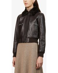 maje leather bomber jacket