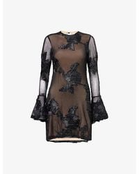 Amy Lynn - Anastasia Flower-Appliqué Stretch-Woven Mini Dress - Lyst