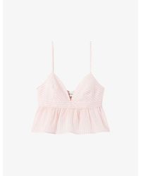 Claudie Pierlot - V-Neck Cropped Cotton-Blend Top - Lyst