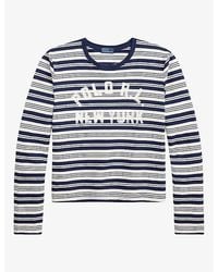Polo Ralph Lauren - Branded Striped Cotton-Jersey T-Shirt - Lyst
