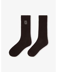 Sandro - Ribbed Logo-Embroidered Wool And Cashmere-Blend Socks - Lyst