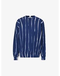 Proenza Schouler - Vy/white Blake Striped-pattern Cotton-jersey Sweatshirt - Lyst