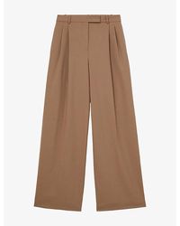 Reiss - Luna Pleated Wide-Leg Wool-Blend Trousers - Lyst