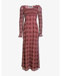 Amy Lynn - Checkered Smocked Chiffon Maxi Dress - Lyst