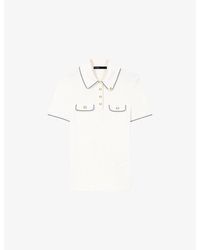 Maje - Short-Sleeved Ribbed Knitted Polo Shirt - Lyst