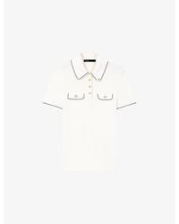 Maje - Short-Sleeved Ribbed Knitted Polo Shirt - Lyst